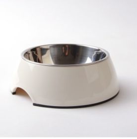 Stainless Steel Bowl Melamine Melamine Pet Tableware (Option: L-White)