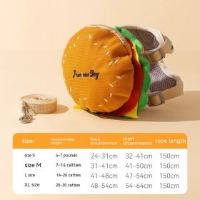 Pet Cute Burger Fries Backpack Hand Holding Rope (Option: Alphabet Hamburger Suit-XL)