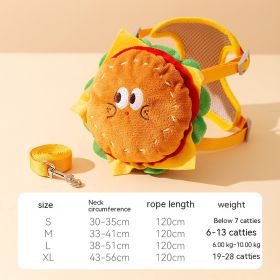 Pet Cute Burger Fries Backpack Hand Holding Rope (Option: Big Eye Burger Suit-XL)