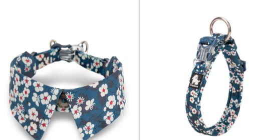 Fashion Personality Dog Collar Bow Tie (Option: Floral Blueset-M)