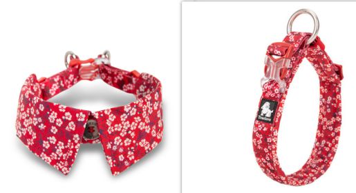 Fashion Personality Dog Collar Bow Tie (Option: Floral Redset-M)