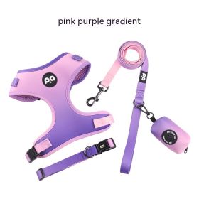 Pet Dog Hand Holding Rope Strap Suit (Option: Pink Purple Gradient Color-L)