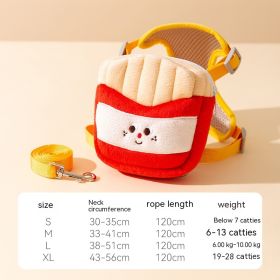 Pet Cute Burger Fries Backpack Hand Holding Rope (Option: French Fries Suit-L)