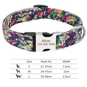 Adjustable Nylon Dog Collar Personalized Dogs Cat ID (Option: 019Purple-M)