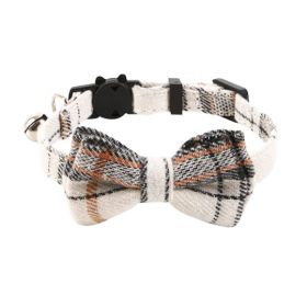 British Cat Collar With Bell Plaid Bow (Option: Beige Bow-1CMx20 To 28CM Adjustment)