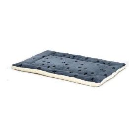 Quiet Time Reversible Fleece Paw Print Dog Mat (Color: Blue / White)