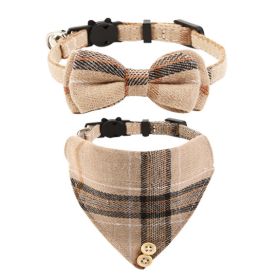 British Cat Collar With Bell Plaid Bow (Option: Brown Suit-1CMx20 To 28CM Adjustment)