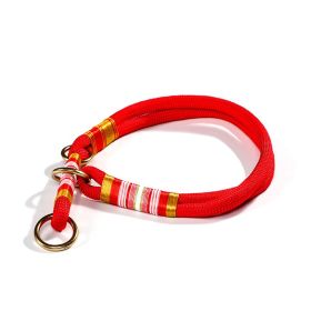 Dog Hand Holding Rope Anti Breaking Loose Collar (Option: Collar Cinnabar Red-S)