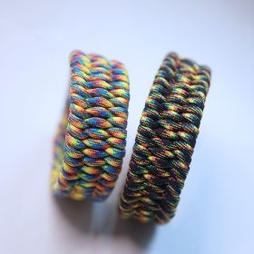 Dog Collar Woven Umbrella Rope Material (Option: Light Rainbow Left-40cm)