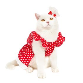 Black And White Polka Dot Dress Dog Princess Cute Skirt (Option: D Red And White Polka Dot-XS)