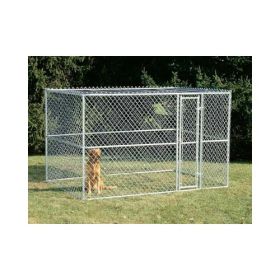 Chain Link Portable Dog Kennel (Color: Silver)