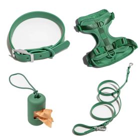 Dog Tactical Chest Back Anti-bite Waterproof Collar (Option: Green Four Piece Set-S)