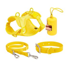 Dog Tactical Chest Back Anti-bite Waterproof Collar (Option: Yellow Four Piece Set-S)