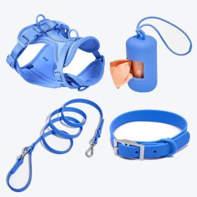 Dog Tactical Chest Back Anti-bite Waterproof Collar (Option: Moonlight Blue Four Piece Set-S)