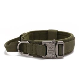 Large Dog Adjustable Camouflage Tactics Hand Holding Rope Nylon Strap (Option: Dog Collar Army Green-M)