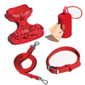 Dog Tactical Chest Back Anti-bite Waterproof Collar (Option: Red Four Piece Set-S)