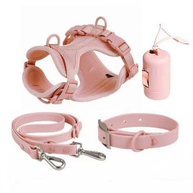 Dog Tactical Chest Back Anti-bite Waterproof Collar (Option: Pink Four Piece Set-XS)