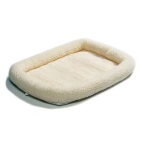 Quiet Time Fleece Dog Crate Bed (Color: White)