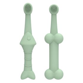 Silicone Cat And Dog Toothbrush (Option: Green-Fish shaped toothbrush set)