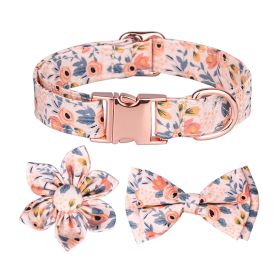 1pc Adjustable Soft Dog Collar With Print Flower Multicolor Cute Patterns (Color: Orange, size: M)