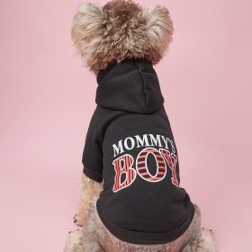 Pet Hoodie For Small & Medium Dogs; "Mommy's Boy" Pattern Dog Hoodie; Winter Pet Apparel (Color: ROYAL BLUE, size: XL)