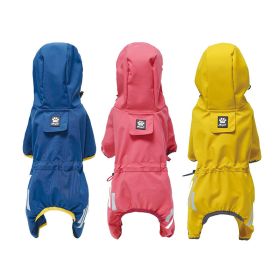 Small dog raincoat; body full surrounding; waterproof poncho pet clothes; with tow holes in the back (colour: Lake blue, size: L (recommended weight 6-9 jin))