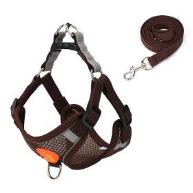 Small Dog Harness Puppy Harness and Leash Set with Reflective Strip for Small Dog Breeds (Color: Brown, size: XL)