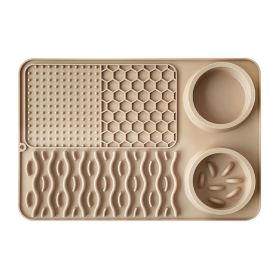 Pet Multi-functional Silicone Plate Non-slip Leak-proof (Option: Single Mat-Khaki)