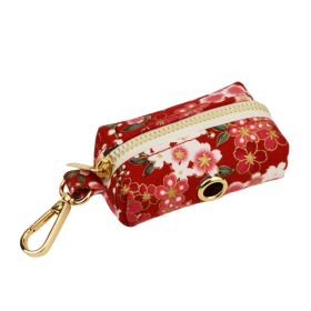 Japanese Floral Dog Collar Alloy Buckle Hand Holding Rope Pet Collar (Option: Dog Poop Bag-XS)