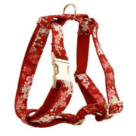 Japanese Floral Dog Collar Alloy Buckle Hand Holding Rope Pet Collar (Option: Dog Vest-XS)