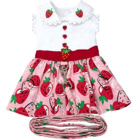 Strawberry Picnic  Harness Dress with Matching Leash (size: medium)