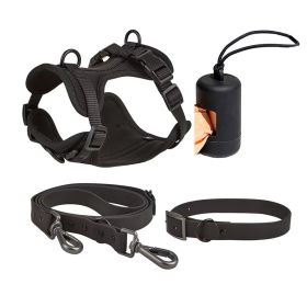 Dog Tactical Chest Back Anti-bite Waterproof Collar (Option: Black Four Piece Set-M)