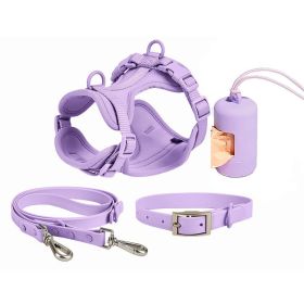 Dog Tactical Chest Back Anti-bite Waterproof Collar (Option: Purple Four Piece Set-L)