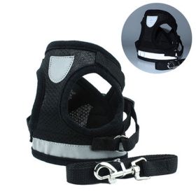 Cross-border Dog Breast Strap Vest Reflective Hand Holding Rope Breathable Pet Supplies Wholesale (Option: Black-S)