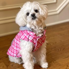 Weekender Dog Sweatshirt Hoodie - Pink and White Plaid Fabric     NEW 2023 (size: medium)