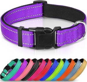 Adjustable Reflective Nylon Webbing Dog Collar (Option: Purple-L)