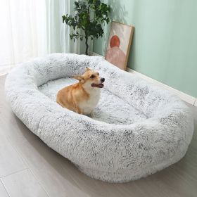 Pet Pad Plush Winter Warm Large Pet Bed Removable And Washable (Option: Gradient Gray-190X115X35CM)