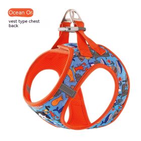 Dog Vest Strap Hand Holding Rope Breathable Lightweight (Option: Ocean Orange-M)