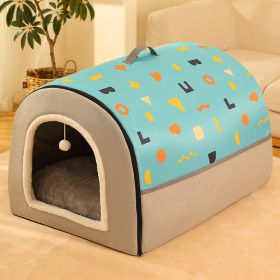 Warm Enclosed Removable And Washable Corgi And Shiba Inu House (Option: Blue-M)