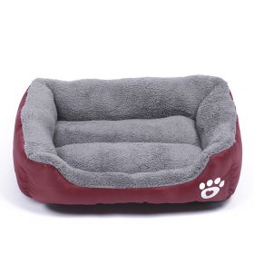 Pet Cushion Mat Square Four Seasons Universal Winter Fleece-lined Warm Dogs And Cats (Option: Wine Red-XL)