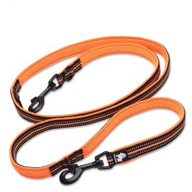 Pet Dog Multi-functional Hand Holding Rope Double-headed Outdoor Chain Crossbody Polyester Reflective (Option: Orange-L)