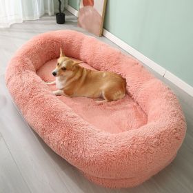 Pet Pad Plush Winter Warm Large Pet Bed Removable And Washable (Option: Leather Pink-190X115X35CM)