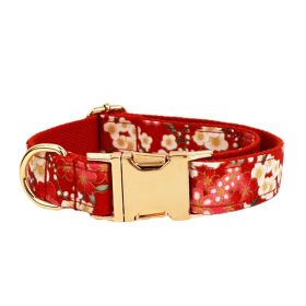 Japanese Floral Dog Collar Alloy Buckle Hand Holding Rope Pet Collar (Option: Dog Collar-L)