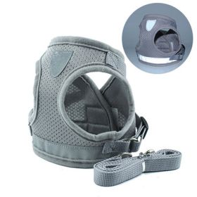 Cross-border Dog Breast Strap Vest Reflective Hand Holding Rope Breathable Pet Supplies Wholesale (Option: Gray-L)