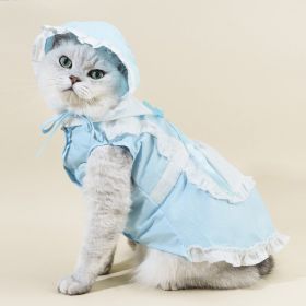 Pet Suit Pet Cat Hat Dog Spring And Summer Clothing Supplies Skirt (Option: Blue Maid Costume Hat-L)