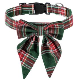 Pet Collar Bow Tie Christmas Dog (Option: Green Plaid-M)