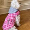 Weekender Dog Sweatshirt Hoodie - Pink and White Plaid Fabric     NEW 2023